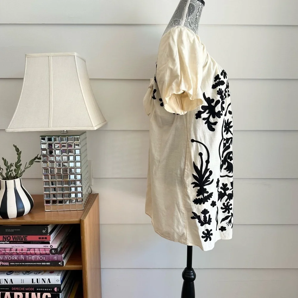 Free People Fiona Embroidered Mini Dress Ivory Combo size XS